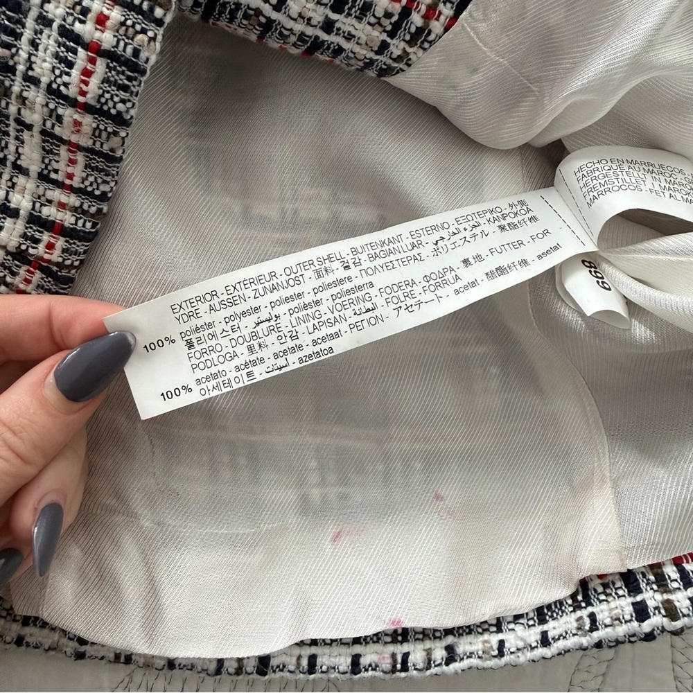 Zara - Textured Double Breasted Tweed Blazer - Blue/White/Red - Picture 8 of 16
